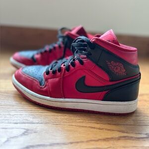 Nike Air Jordan 1 Mid Black Red - Men’s 8.5 / Women’s 10